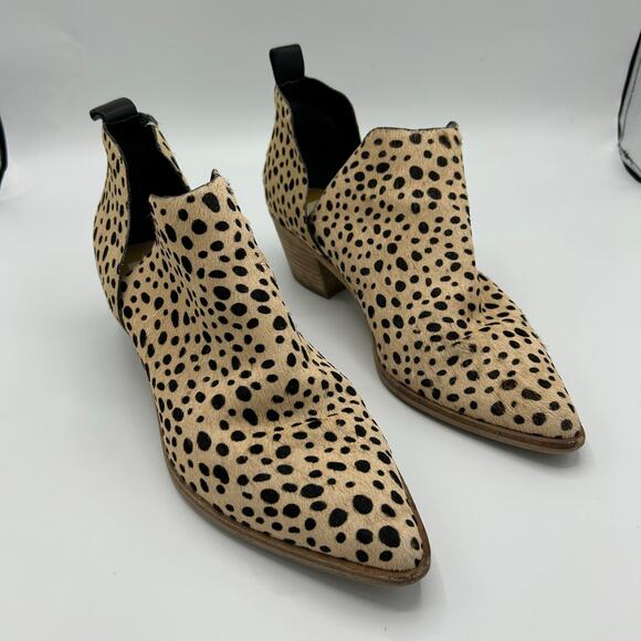 Dolce Vita‎ Booties 9.5 Calf Hair Dalmatian Spot Pointed Toe Ankle Boots 2" Heel - Picture 7 of 13